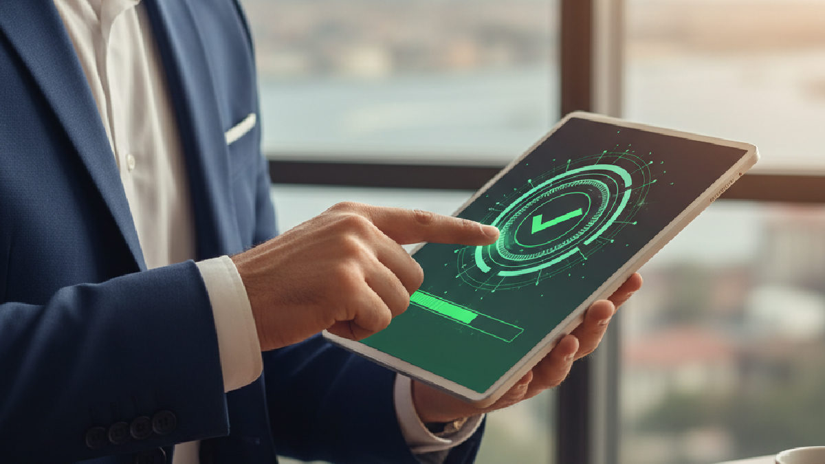Güvenli online finansal işlemlerle ilgili belge doğrulama adımları.